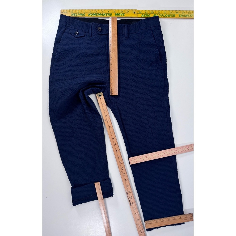 BONOBOS Seersucker Pants Mens 33x24 *Hemmed Italian Fabric Tailored Fit Blue - Picture 11 of 16